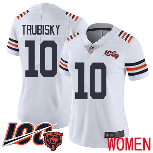 Chicago Bears Limited White Women Mitchell Trubisky Jersey NFL Football #10 100th Season->youth nfl jersey->Youth Jersey